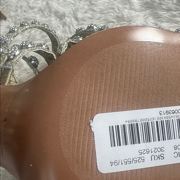 NEW Steve Madden Rhinestone Wrap Heels 8.5 Gold Formal Wedding High Heel Sandals - Picture 16 of 16